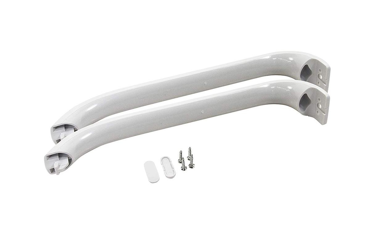 Door Handle Kit for Bosch Neff & Siemens Fridge Freezers White,  2 Pack - 369542, 00369542, ES102669