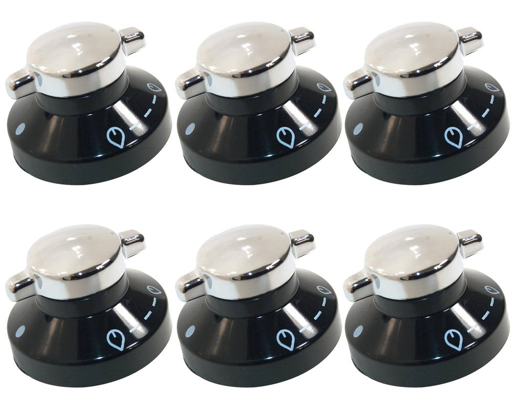 6 x STOVES NEWHOME Oven Hob Black Silver Control Knob Switch 081880326