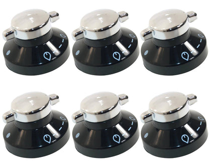 6 x STOVES NEWHOME Oven Hob Black Silver Control Knob Switch 081880326